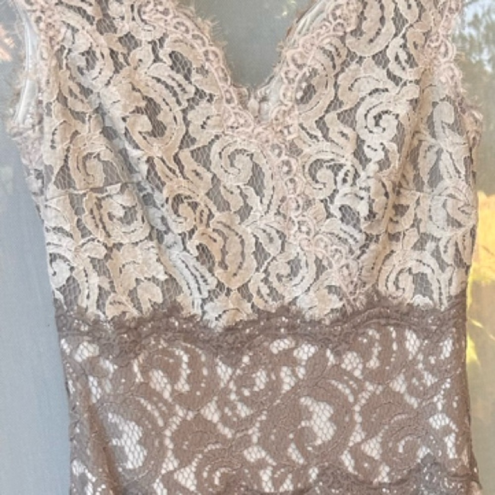 Cream and Tan Maxi Gown with Sleeveless Design and V-Neckline for Bride